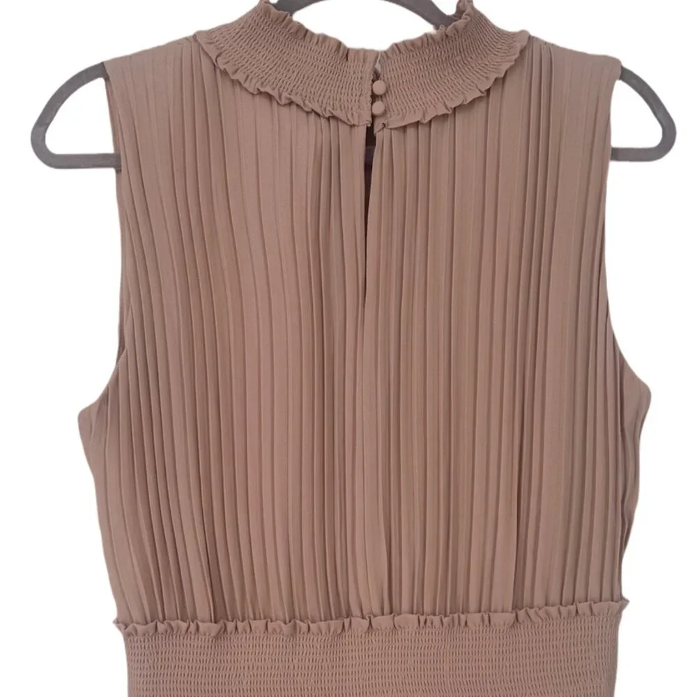 Nanette Nanette Lepore - Pleated Mock Neck Midi Dress Mauve Rose Size 12 - Picture 3 of 7